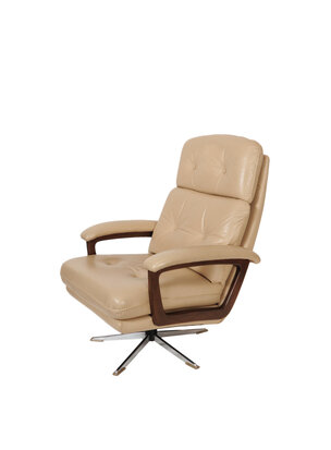 VERKOCHT Vintage leren draaifauteuil