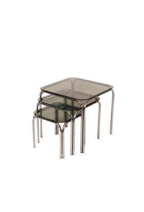 NIEUW Vintage glazen nesting tables