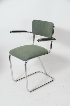 NIEUW Set vintage buisframe stoelen opnieuw gestoffeerd