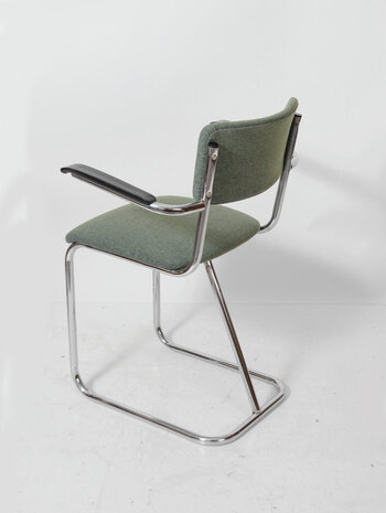 NIEUW Set vintage buisframe stoelen opnieuw gestoffeerd